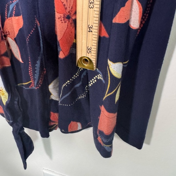Soma Navy Floral Jersey Kimono Robe with Tie - Picture 12 of 13